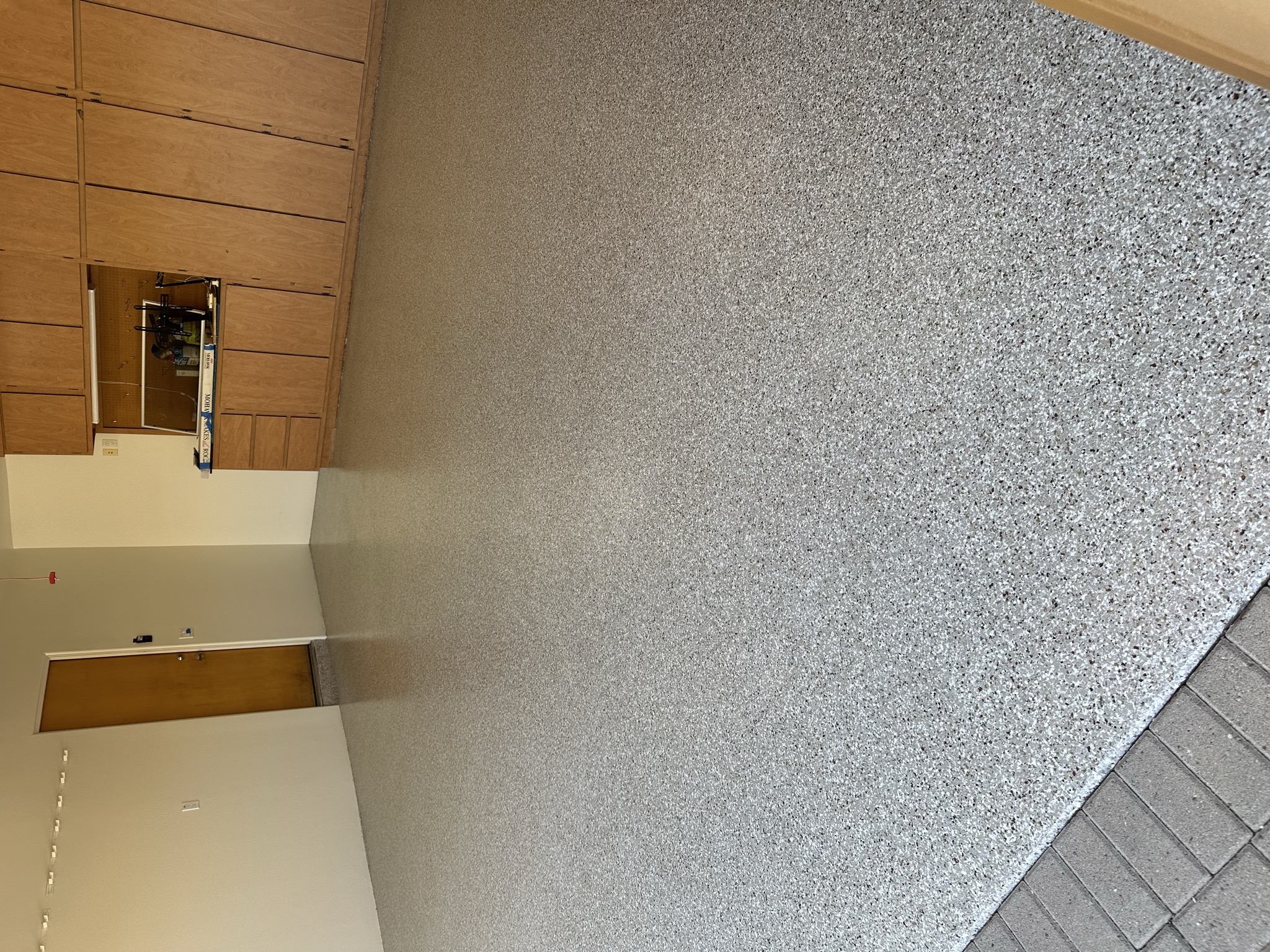 Gray Flake with Wood Cabinets | RX Garage